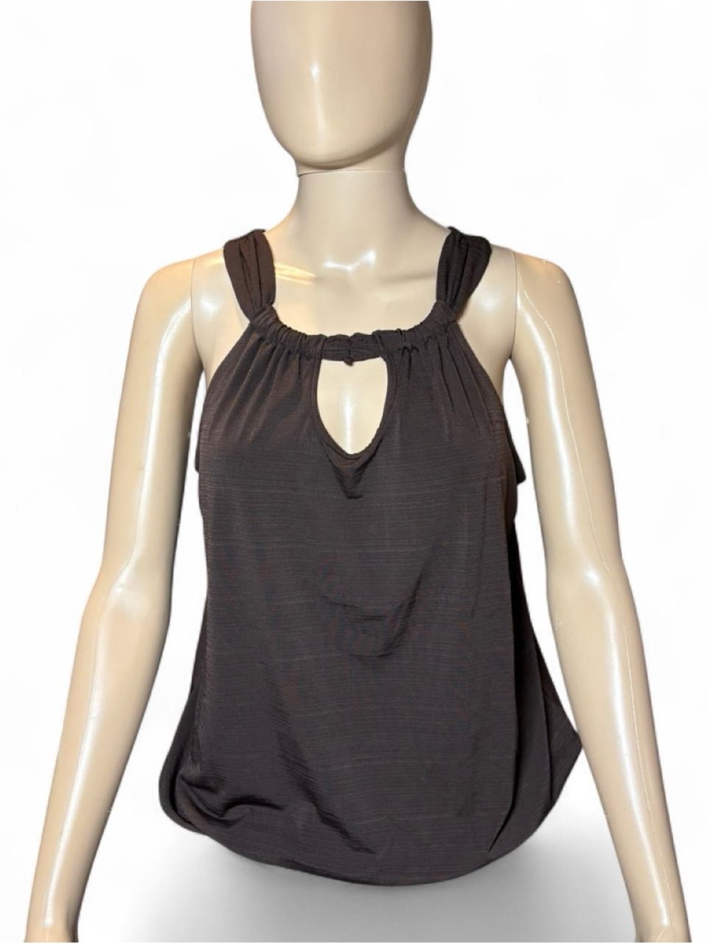 Alyx Dark Brown Keyhole Halter Tank Top
